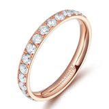 Load image into Gallery viewer, Ringsmaker 3mm Rose Gold Women Titanium Ring Cubic Zirconia Engagement Wedding Bands