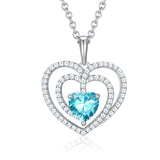 Load image into Gallery viewer, 925 Sterling Silver Large Solid 5A Cubic Zirconia Interlocking Heart Shaped Pendant Necklace for Women Jewelry Gift