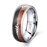 Load image into Gallery viewer, Ringsmaker 8mm Inlay Men Rings Vikings Hunting Bands Koa Zebra Wood Deer Antler Arrow Tungsten Rings