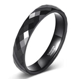 Load image into Gallery viewer, Ringsmaker 4mm Men Women Multi-Faceted Tungsten Carbide Rings Black Engagement Bands