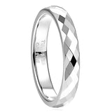 Load image into Gallery viewer, Ringsmaker 4mm Men Women Multi-Faceted Tungsten Carbide Rings Silver Engagement Bands