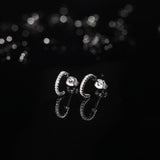 Load image into Gallery viewer, 925 Sterling Silver Earrings Women CZ Cubic Zirconia Half Hoop Earrings Stud Fashion Jewelry Valentine&#39;s Day Present