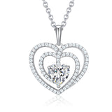 Load image into Gallery viewer, 925 Sterling Silver Large Solid 5A Cubic Zirconia Interlocking Heart Shaped Pendant Necklace for Women Jewelry Gift