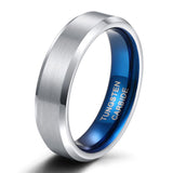 Load image into Gallery viewer, Ringsmaker 6mm Women Mens Brushed Tungsten Rings Blue Inner Ring Wedding Bands