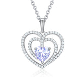 Load image into Gallery viewer, 925 Sterling Silver Large Solid 5A Cubic Zirconia Interlocking Heart Shaped Pendant Necklace for Women Jewelry Gift