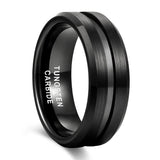 Load image into Gallery viewer, Ringsmaker 8mm Black Tungsten Carbide Ring Brushed Rings Mens Wedding Bands