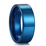 Load image into Gallery viewer, Ringsmaker 8mm Blue Polished Rings Men Tungsten Carbide Rings Flat Engagement Wedding Bands