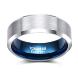 Load image into Gallery viewer, Ringsmaker 8mm Women Mens Brushed Tungsten Rings Blue Inner Ring Wedding Bands