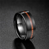 Load image into Gallery viewer, Ringsmaker 8mm Black Ring Men With Wood Line Tungsten Carbide Ring Engagement Wedding Bands