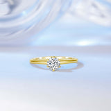 Load image into Gallery viewer, 0.5ct Moissanite Stone Round Cut 14K Gold Plated Sterling Silver Ring for Wedding Engagement