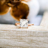 Load image into Gallery viewer, 3ct Princess Cut Solitaire Moissanite Engagement Ring