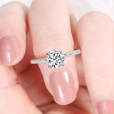 Load image into Gallery viewer, 925 Silver Round Cut 1.2 CT Moissanite Engagement Ring