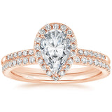 Load image into Gallery viewer, Ringsmaker Rose Gold 925 Sterling Silver Teardrop Bridal Rings Sets Cubic Zirconia Women Engagement Ring