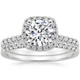 Load image into Gallery viewer, Ringsmaker 925 Sterling Silver Bridal Rings Sets Cubic Zirconia Halo CZ Women Engagements Rings