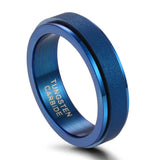 Load image into Gallery viewer, Ringsmaker 6mm Tungsten Carbide Ring Sandblasted Blue Rotating Rings For Women