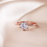 Load image into Gallery viewer, Ringsmaker 925 Sterling Silver Ring Rose Gold Plated 1 Ct Solitaire Round CZ Six Prong Women Engagement Ring