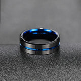 Load image into Gallery viewer, Ringsmaker 8mm Blue&amp;Black Mens Tungsten Carbide Ring Blue Line Design Women Wedding Bands