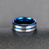 Load image into Gallery viewer, Ringsmaker 8mm Tungsten Carbide Ring Silver Brushed Thin Blue Line Inlay Men Engagement Bands