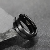 Load image into Gallery viewer, Ringsmaker 8mm Black Tungsten Carbide Ring Brushed Rings Mens Wedding Bands