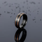 Load image into Gallery viewer, Ringsmaker 8mm Tungsten Carbide Ring Men Black With Gold Line Dome Wedding Bands