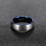 Load image into Gallery viewer, Ringsmaker 6mm Dark Silver Tungsten Carbide Ring Men Dome Brushed Wedding Bands Blue Inner Ring