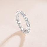 Load image into Gallery viewer, Ringsmaker 3mm 925 Sterling Silver Women Round Cubic Zirconia Stackable Eternity Ring