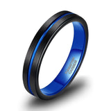 Load image into Gallery viewer, Ringsmaker 4mm Wedding Band Tungsten Carbide Rings Men Women Blue Groove Matte Finish Ring