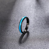 Load image into Gallery viewer, Ringsmaker 4mm Men Women Blue Turquoise Tungsten Ring Turquoise Granules Inlay Black Tungsten Carbide Ring