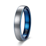 Load image into Gallery viewer, Ringsmaker 4mm Dark Silver Tungsten Carbide Ring Men Dome Brushed Wedding Bands Blue Inner Ring