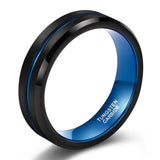 Load image into Gallery viewer, Ringsmaker 6mm Blue&amp;Black Mens Tungsten Carbide Ring Blue Line Design Women Wedding Bands