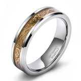 Load image into Gallery viewer, Ringsmaker 6mm Men Women Tungsten Carbide Ring Gold Dragon Inlay Polished Wedding Bands