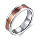 Load image into Gallery viewer, Ringsmaker 6mm Wood Inlay Tungsten Carbide Ring Men Silver Color Engagement Wedding Bands