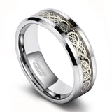 Load image into Gallery viewer, Ringsmaker 8mm Silver Color Tungsten Carbide Ring Celtic Dragon Inlay Men Women Engagement Wedding Bands