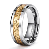 Load image into Gallery viewer, Ringsmaker 8mm Men Women Tungsten Carbide Ring Gold Dragon Inlay Polished Wedding Bands