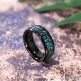 Load image into Gallery viewer, Ringsmaker 8mm Dome Polished With Multi-Colors Opal Inlay Tungsten Ring Women Men Black Tungsten Opal Ring