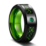 Load image into Gallery viewer, Ringsmaker 8mm Black Tungsten Carbide Rings Green Celtic Dragon Inlay Men Women Wedding Bands