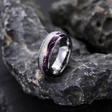 Load image into Gallery viewer, Ringsmaker 8mm Rose Gold Arrow Purple Agate &amp;Meteorite Domed Tungsten Ring Men Women Wedding Bands