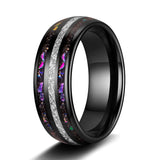 Load image into Gallery viewer, Ringsmaker 8mm Tungsten Ring Men Black Sand And Stone Base Embellished With Red Orchid Star Film Silver Interlayer Women Wedding Ring