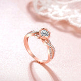 Load image into Gallery viewer, Ringsmaker 925 Sterling Silver Women 1 Carat CZ Round Ring Rose Gold Flower Twist Engagement Ring