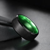 Load image into Gallery viewer, Ringsmaker 8mm Men&#39;s Ring Tungsten Carbide Ring Black Brushed Wedding Band Green Inside Ring Couple Ring