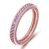 Load image into Gallery viewer, Ringsmaker Women Rose Gold 925 Sterling Silver Ring Purple Cubic Zirconia Eternity Rings